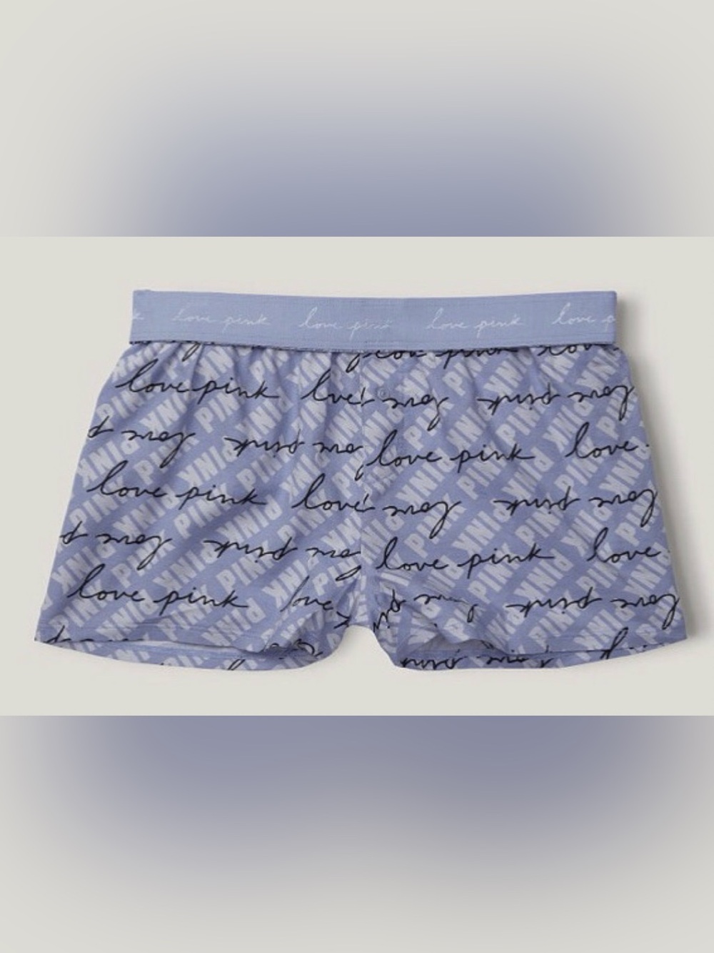 Vs Victorias Secret Pink Flannel Sleep Boxy Short Shortie Dusty Periwinkle